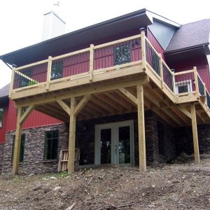 custom home exterior with deck